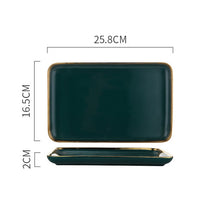 Load image into Gallery viewer, Tableware Green Ceramic Dinner Set Gold Inlay Porcelain Dessert Plate Steak Snack Cake Plate Salad Soup Rice Bowl Wholesale