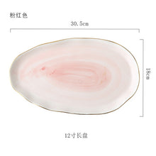 Load image into Gallery viewer, Pink And Blue Gold Ceramic Tableware Porcelain Plate Coffee Mug Cup Bowl Teapot Dish Table Elegant Party Decoration Dinner set