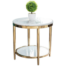 Load image into Gallery viewer, Postmodern minimalist stainless steel light luxury small apartment American marble Nordic coffee table corner sofa side table