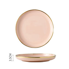 Load image into Gallery viewer, Pink Blakc Gold Stroke Ceramic dinner Plate Tableware Porcelain bulk Serving Dishes Plate Home Wedding Decorative Dinnerware