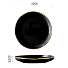 Load image into Gallery viewer, Pink Blakc Gold Stroke Ceramic dinner Plate Tableware Porcelain bulk Serving Dishes Plate Home Wedding Decorative Dinnerware