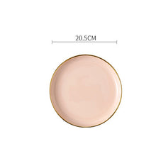 Load image into Gallery viewer, Pink Blakc Gold Stroke Ceramic dinner Plate Tableware Porcelain bulk Serving Dishes Plate Home Wedding Decorative Dinnerware