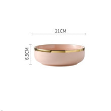 Load image into Gallery viewer, Pink Blakc Gold Stroke Ceramic dinner Plate Tableware Porcelain bulk Serving Dishes Plate Home Wedding Decorative Dinnerware