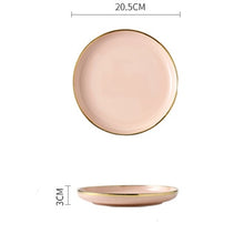 Load image into Gallery viewer, Pink Blakc Gold Stroke Ceramic dinner Plate Tableware Porcelain bulk Serving Dishes Plate Home Wedding Decorative Dinnerware