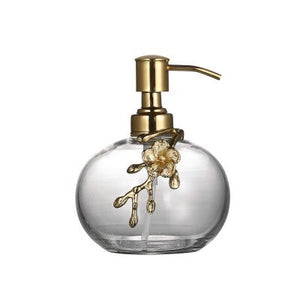 Creative toiletries high quality golden plum storage jar glass hand soap bottle toothbrush holder hotel bathroom decoration