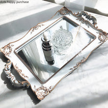 Load image into Gallery viewer, European Style White Mirror Tray Tea Dessert Storage Skin Care Product Jewelry Storage Tray Wedding Decoration Photography Props