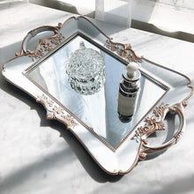 Load image into Gallery viewer, European Style White Mirror Tray Tea Dessert Storage Skin Care Product Jewelry Storage Tray Wedding Decoration Photography Props