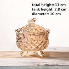 Load image into Gallery viewer, Color plated glass butterfly crystal candy jar gift wedding festive jewelry box with lid storage tank sugar cylinder