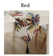 Load image into Gallery viewer, Fashion Modern Table Runner Colorful Nylon Jacquard Runner Table Cloth With Tassels Cutwork Embroidered Table Runner