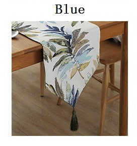 Fashion Modern Table Runner Colorful Nylon Jacquard Runner Table Cloth With Tassels Cutwork Embroidered Table Runner