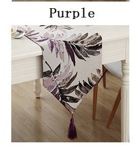 Fashion Modern Table Runner Colorful Nylon Jacquard Runner Table Cloth With Tassels Cutwork Embroidered Table Runner