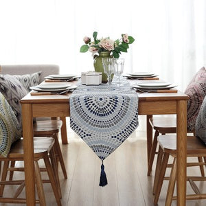 Table Runner Poly Cotton Blend Jacquard Nordic Geometric Circle Party Decoration Tablecloth Modern Mesa Cover Fabric