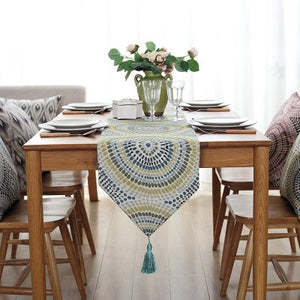 Table Runner Poly Cotton Blend Jacquard Nordic Geometric Circle Party Decoration Tablecloth Modern Mesa Cover Fabric