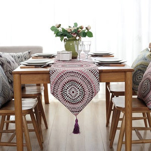 Table Runner Poly Cotton Blend Jacquard Nordic Geometric Circle Party Decoration Tablecloth Modern Mesa Cover Fabric