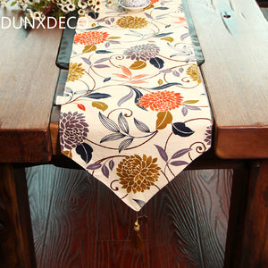 Table Runner Cotton Fabric Tablecloth Nordic Flora Artistic Warm Home Party Decoration Ground Cover