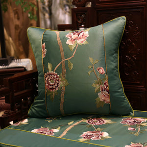 Cushion Cover Decorative Pillow Case Modern Chinese Traditional Birds Flora Luxury Embroidery Coussin Home Sofa Decor