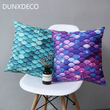 Load image into Gallery viewer, DUNXDECO Cushion Cover Decorative Pillow Case Mermaid Fish Shiny Scales Soft Short Brush Coussin Sofa Chair Decoration