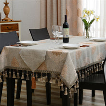 Load image into Gallery viewer, Nostalgic Retro Embroidered Table Cloth Luxury Jacquard Solid Tablecloth Tassel Toalha De Mesa Royal Linen Dinning Table Covers