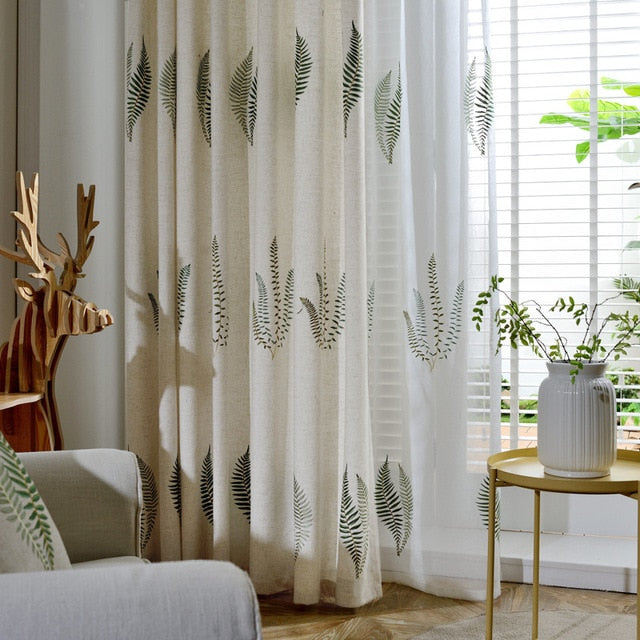 Korean Rural Embroidered   Curtains for Living Dining Room Bedroom