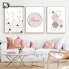 Load image into Gallery viewer, Pink Geometry Canvas Art Posters and Prints Abstract Painting Nordic Style Wall Pictures for Living Room Modern Home Decor