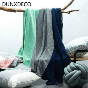 Blanket Cotton Knitting Throw Nordic Gradational Stripe Air-condition Sofa Bedding 130x160CM