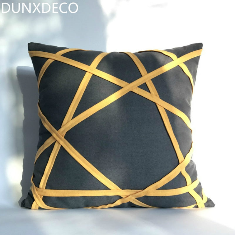 Cushion Cover Decorative Pillow Case Modern Industry Gray Yellow Lines Architecture Art Design Housse de coussin