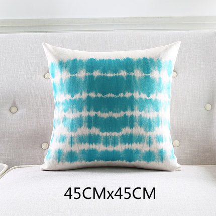 Cushion Cover Linen Cotton Blend Pillow Case Modern Art Blue Gradual Change Geometric Sofa Decorative Housse de coussin