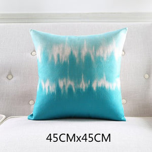 Cushion Cover Linen Cotton Blend Pillow Case Modern Art Blue Gradual Change Geometric Sofa Decorative Housse de coussin