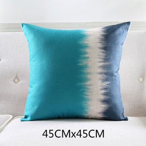 Cushion Cover Linen Cotton Blend Pillow Case Modern Art Blue Gradual Change Geometric Sofa Decorative Housse de coussin