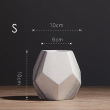 Load image into Gallery viewer, 1pc Modern White Marbled Vase Geometric Shaped White Ceramic Flower Vase Desk Tabletop Holder Home Office Decoration, 10/13/17cm