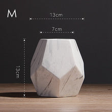 Load image into Gallery viewer, 1pc Modern White Marbled Vase Geometric Shaped White Ceramic Flower Vase Desk Tabletop Holder Home Office Decoration, 10/13/17cm