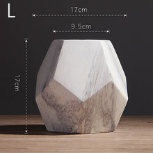 Load image into Gallery viewer, 1pc Modern White Marbled Vase Geometric Shaped White Ceramic Flower Vase Desk Tabletop Holder Home Office Decoration, 10/13/17cm