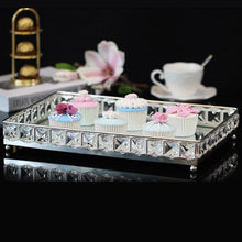 Load image into Gallery viewer, Kingart Mirror Tray Decorative Glass Plate Set for Wedding Dessert Cake Mirror Serving Tray Wedding Plate Hotel Party Cake Stand