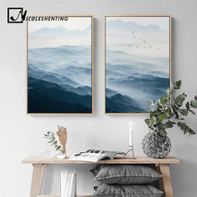 Load image into Gallery viewer, Foggy Mountain Landscape Wall Art Canvas Posters Nordic Style Prints Paintings Wall Picture for Living Room Home Decor