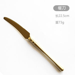 New Stainless Steel Golden Cutlery Set Mirror Polishing Dinnerware Tableware Dinner Knife Fork Foods Tools Kitchen Accessories