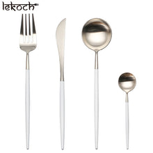 Load image into Gallery viewer, 24Pcs/Lot 18/10 Stainless Steel Tableware Set Matte  Silverware Set Forks Scoops Knives Dinnerware Set Wedding Cutlery Sets