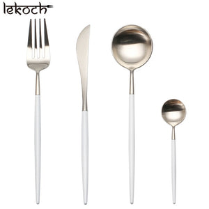 24Pcs/Lot 18/10 Stainless Steel Tableware Set Matte  Silverware Set Forks Scoops Knives Dinnerware Set Wedding Cutlery Sets