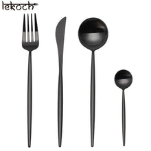 Load image into Gallery viewer, 24Pcs/Lot 18/10 Stainless Steel Tableware Set Matte  Silverware Set Forks Scoops Knives Dinnerware Set Wedding Cutlery Sets