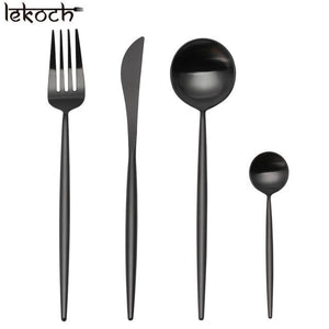 24Pcs/Lot 18/10 Stainless Steel Tableware Set Matte  Silverware Set Forks Scoops Knives Dinnerware Set Wedding Cutlery Sets