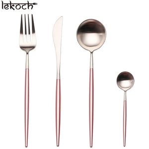 24Pcs/Lot 18/10 Stainless Steel Tableware Set Matte  Silverware Set Forks Scoops Knives Dinnerware Set Wedding Cutlery Sets