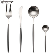 Load image into Gallery viewer, 24Pcs/Lot 18/10 Stainless Steel Tableware Set Matte  Silverware Set Forks Scoops Knives Dinnerware Set Wedding Cutlery Sets