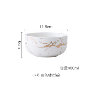 Best Gold Marble Glazes Ceramic Party Tableware Set Porcelain Breakfast Plates Dishes Noodle Bowl Coffee Mug Cup For Decoration