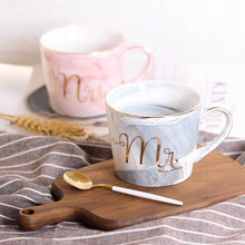 Load image into Gallery viewer, Lekoch 380ml Marble Ceramic Mug Travel Coffee Mug Milk Tea Cups Creative Mr and Mrs Mugs Pink Gold Inlay Breakfast Home Decor