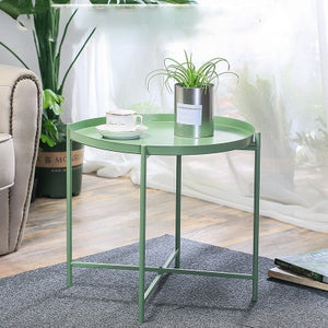 Nordic wrought iron tray small table Simple sofa edge wrought iron tray coffee table coffee folding small round table