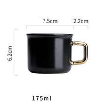 Load image into Gallery viewer, Lekoch 500ml Black Ceramic Coffee Mug With Gold Handgrip Travel Mug Tea Milk Heat Cup For Home Kitchen Drinkware Accessories