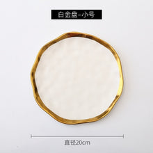 Load image into Gallery viewer, Ceramic Dinner Plate Gold inlay Snack Dishes Luxury Gold Edges Plate Dinnerware Kitchen Plate Black And White Tray Tablware Set