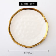 Load image into Gallery viewer, Ceramic Dinner Plate Gold inlay Snack Dishes Luxury Gold Edges Plate Dinnerware Kitchen Plate Black And White Tray Tablware Set