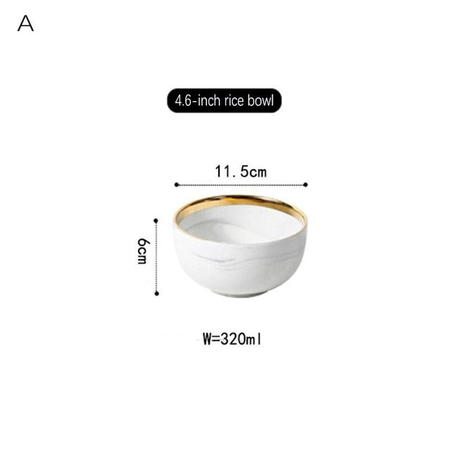 Top Bone Ceramic Bowl Dinner Set Rice Noodles Bowl Phnom Penh Marble Pattern Series Ceramic Bowl Family Soup Bowl Set