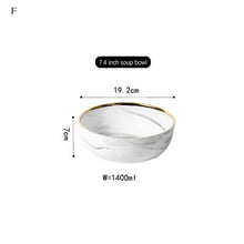 Load image into Gallery viewer, Top Bone Ceramic Bowl Dinner Set Rice Noodles Bowl Phnom Penh Marble Pattern Series Ceramic Bowl Family Soup Bowl Set