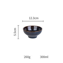 Load image into Gallery viewer, Dim Deep Blue Color Ceramic Tableware European Retro Glazed Dinnerware Pottery Porcelain Dish Plate Household Rice Dish